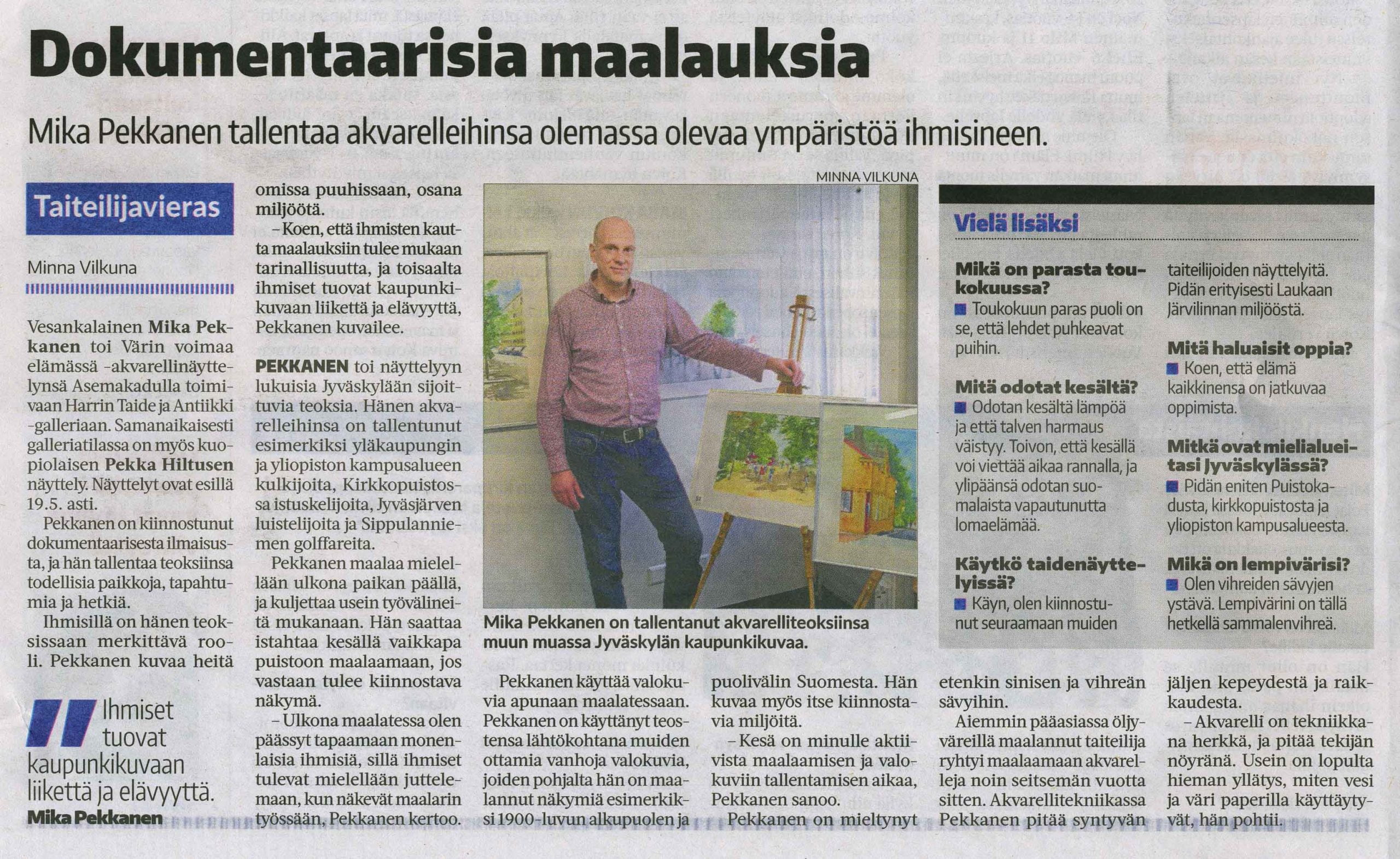 Suur-Jyväskylän lehden taiteilijavieraana 5.5.2021