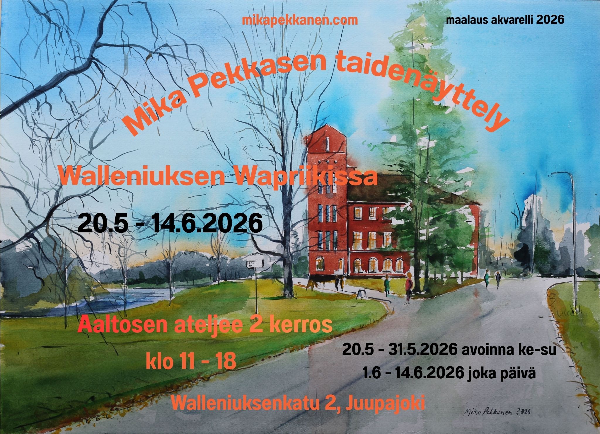 Näyttelyn avajaiset Walleniuksen Wapriikissa Juupajoella 20.5.26 klo 16 -18.